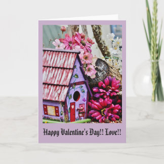 Cartes Pour Fêtes Annuelles Valentine Birdhouse Encore-Vie
