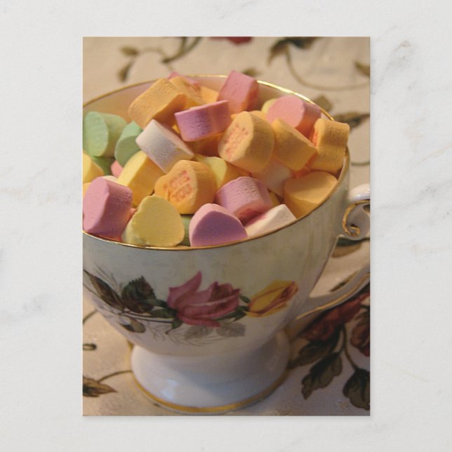 Cartes Pour Fêtes Annuelles Valentine Candy en Teacup (Devant)