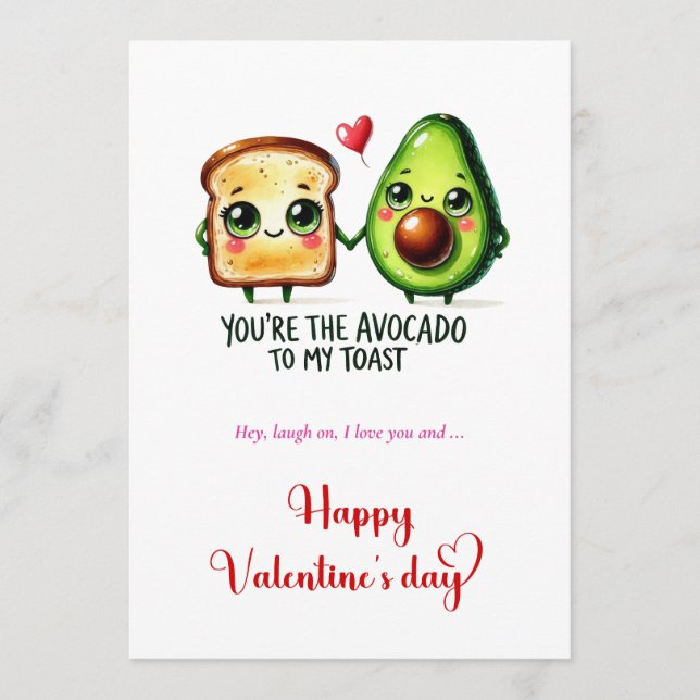 Cartes Pour Fêtes Annuelles Valentine Card with Funny Love Pun Cartoon Food (Devant)