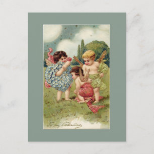 Cartes Pour Fêtes Annuelles Valentine Cherubs Green