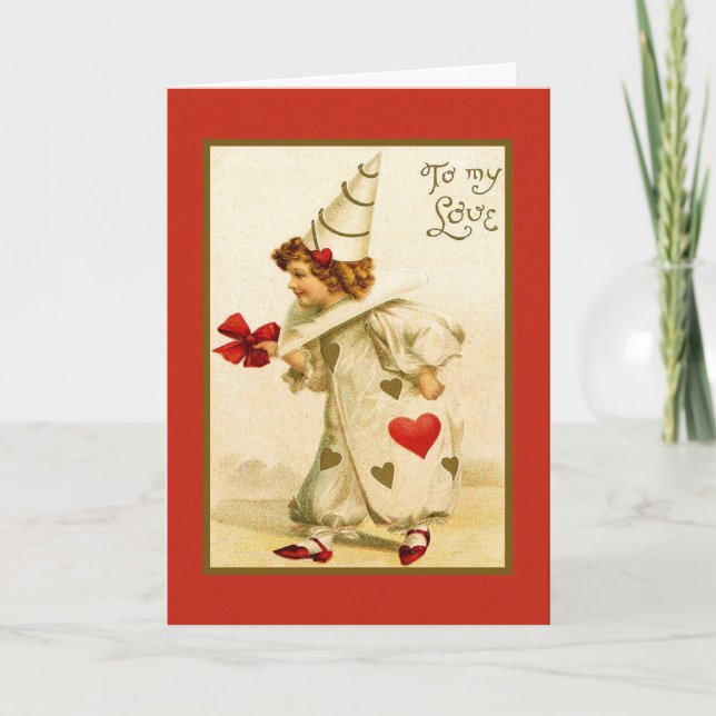 Cartes Pour Fêtes Annuelles Valentine Clown (Devant)