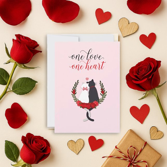 Cartes Pour Fêtes Annuelles Valentine Cœur de Chat Rose (Créateur téléchargé)