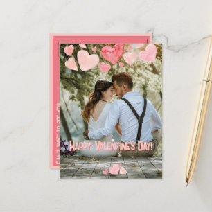Cartes Pour Fêtes Annuelles Valentine Coeurs roses superposer Ajouter votre pr
