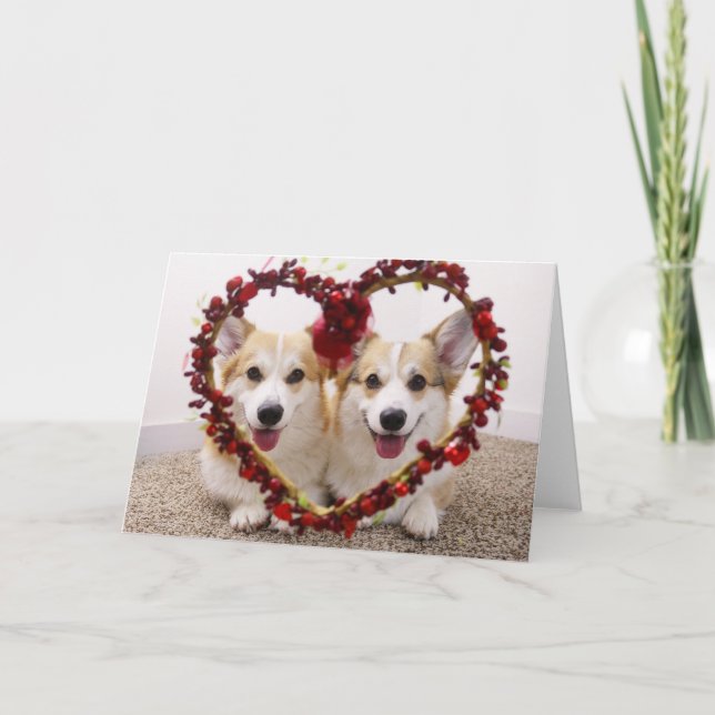 Cartes Pour Fêtes Annuelles Valentine Corgis Greeting Card & Envelopes (Devant)