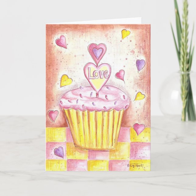 Cartes Pour Fêtes Annuelles Valentine Cupcake (Devant)