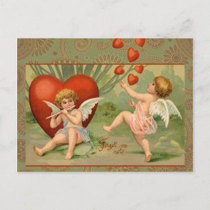 Cartes Pour Fêtes Annuelles Valentine Cupids Love Antique Vintage