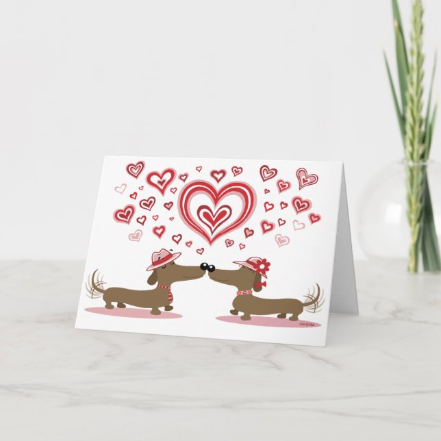 Cartes Pour Fêtes Annuelles Valentine Dachshunds - Customisé (Devant)
