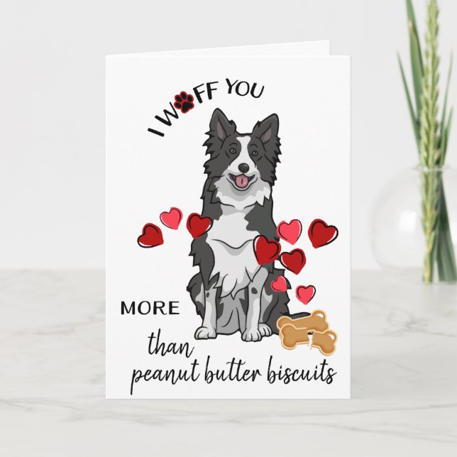 Cartes Pour Fêtes Annuelles Valentine de votre frontière Collie Chien Love Bis (Devant)
