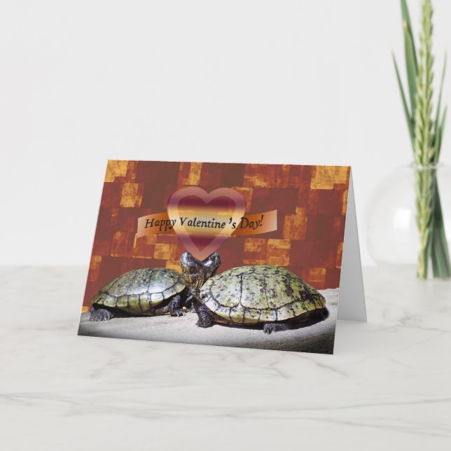 Cartes Pour Fêtes Annuelles Valentine, deux tortues, forme de coeur (Devant)