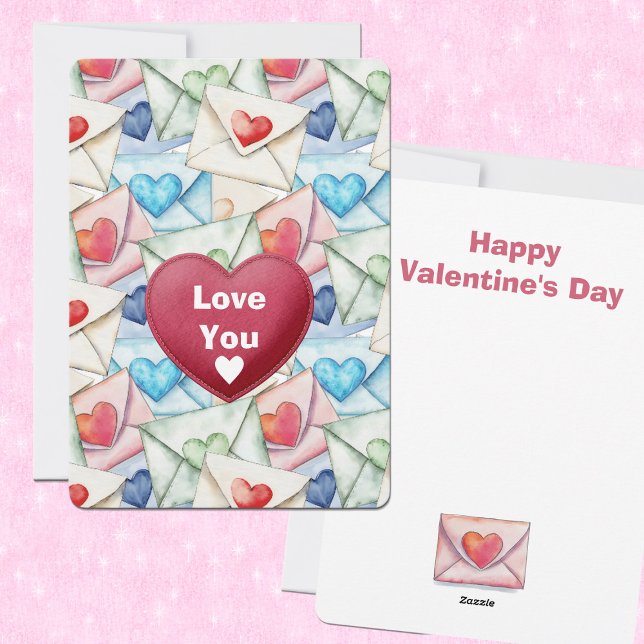 Cartes Pour Fêtes Annuelles Valentine Envelopes and Hearts (Créateur téléchargé)