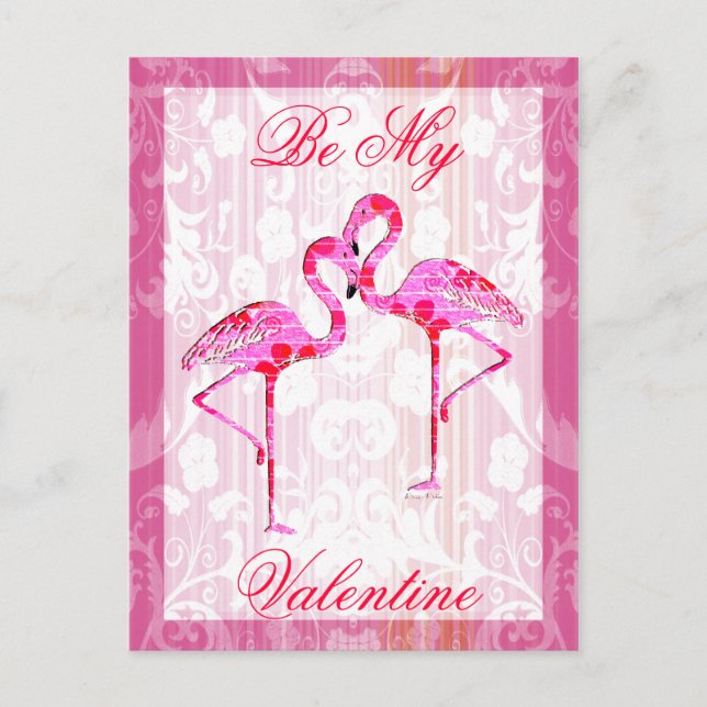 Cartes Pour Fêtes Annuelles Valentine Flamingos Post Card (Devant)