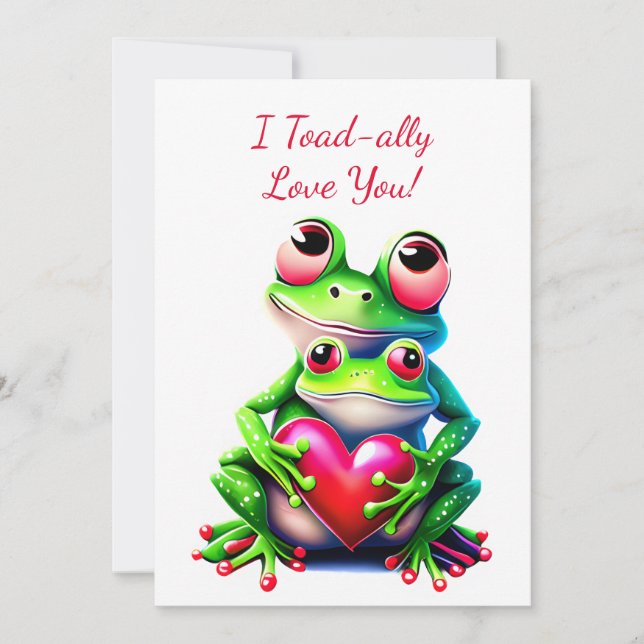 Cartes Pour Fêtes Annuelles Valentine Frogs Fun Holiday Heart Je t'aime (Devant)