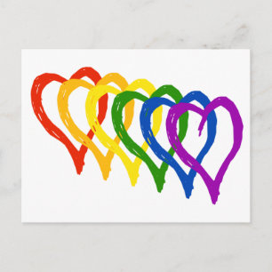 Cartes Pour Fêtes Annuelles Valentine Gay pride Rainbow Layered Hearts