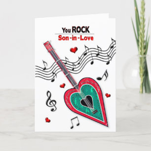 Cartes Pour Fêtes Annuelles Valentine Gendre au cœur Guitare Musique