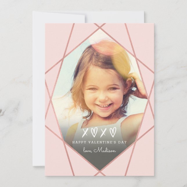 Cartes Pour Fêtes Annuelles Valentine Géométrique Faux Rose Gold Foil | Rose (Devant)