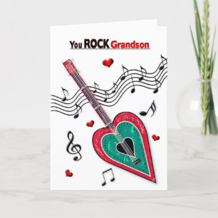 Cartes Pour Fêtes Annuelles Valentine Grandson Heart Guitar Music