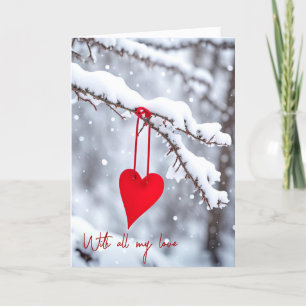 Cartes Pour Fêtes Annuelles Valentine Heart On Winter Branch