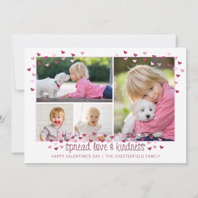 Cartes Pour Fêtes Annuelles Valentine Hearts 4 Photo SPREAD LOVE AND KINDNESS (Devant)