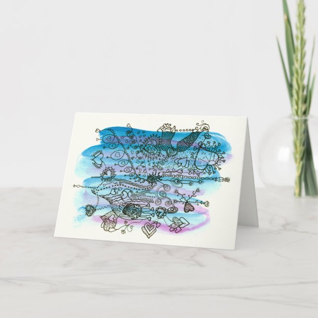 Cartes Pour Fêtes Annuelles Valentine Hearts on Blue and Purple Personnalisabl (Devant)