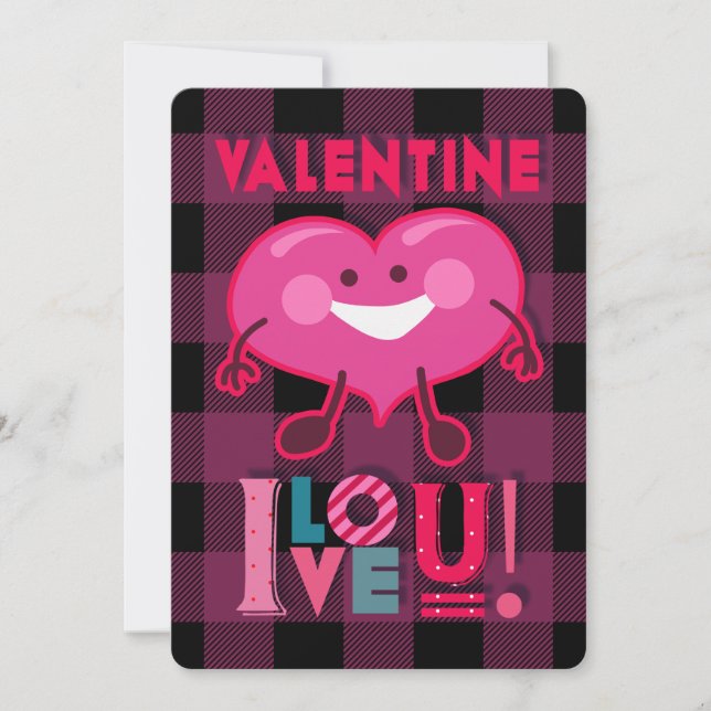 Cartes Pour Fêtes Annuelles Valentine Je T'Aime ! Caractère Coeur mignon, Plai (Devant)
