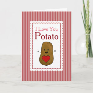Cartes Pour Fêtes Annuelles Valentine Je T'Aime Patate, Rayures Roses