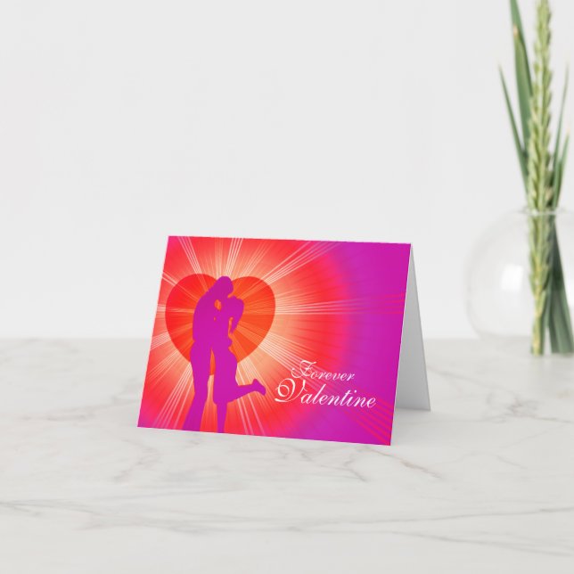 Cartes Pour Fêtes Annuelles Valentine kiss "forever"  Fiancé red glow card (Devant)