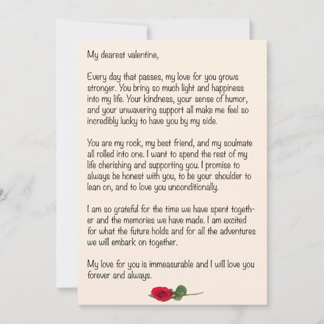 Cartes Pour Fêtes Annuelles Valentine la plus chère (Devant)