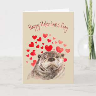 Cartes Pour Fêtes Annuelles Valentine Love my Heart Cute Otter Animal