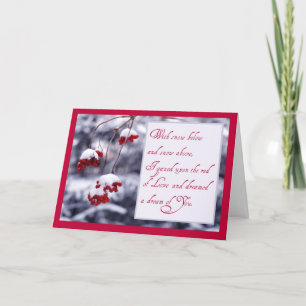 Cartes Pour Fêtes Annuelles Valentine Love Poème Baies Rouges En Snow Holiday 