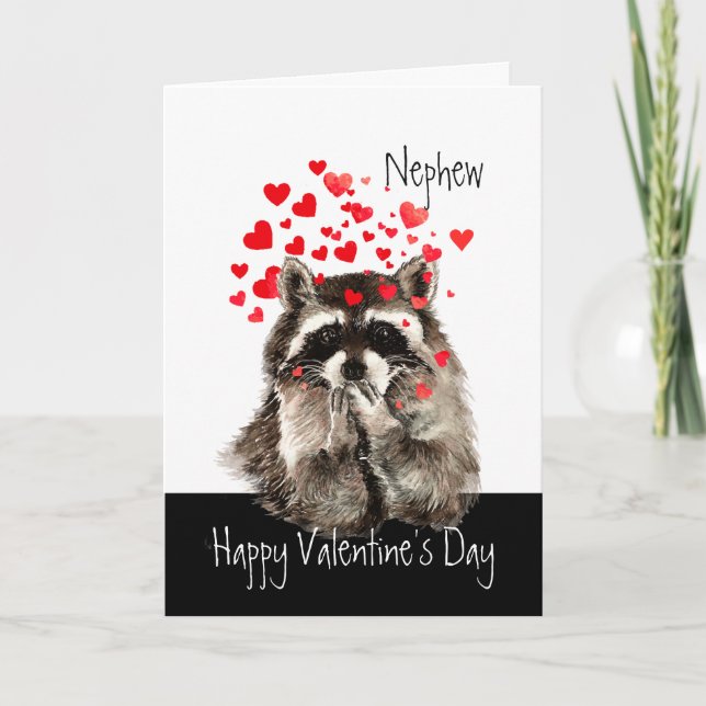 Cartes Pour Fêtes Annuelles Valentine Love Raccoon Kisses Nephew (Devant)