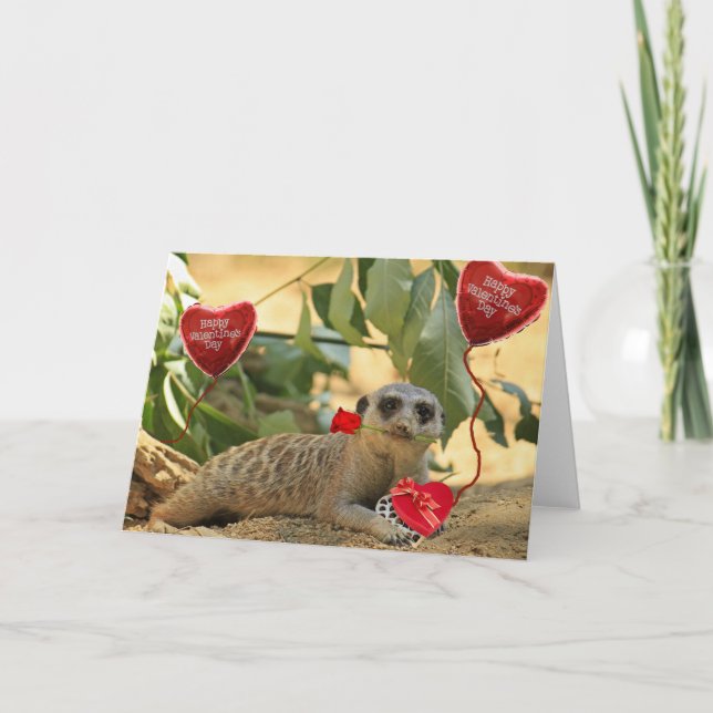 Cartes Pour Fêtes Annuelles Valentine Meerkat (Devant)