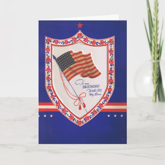 Cartes Pour Fêtes Annuelles Valentine militaire vintage (Devant)