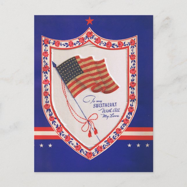 Cartes Pour Fêtes Annuelles Valentine militaire vintage (Devant)