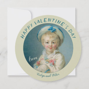 Cartes Pour Fêtes Annuelles Valentine Pierrot Garçon avec fleurs Fragonard