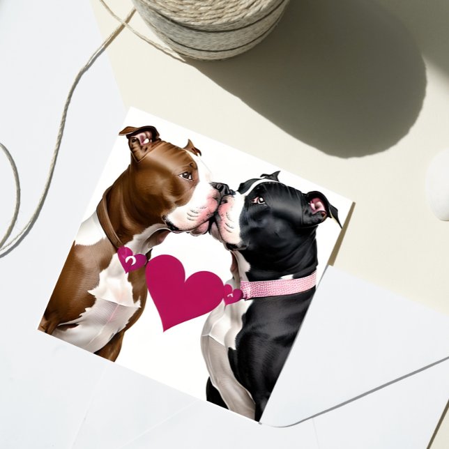 Cartes Pour Fêtes Annuelles Valentine Pit Bulls Chérie Amour (Créateur téléchargé)