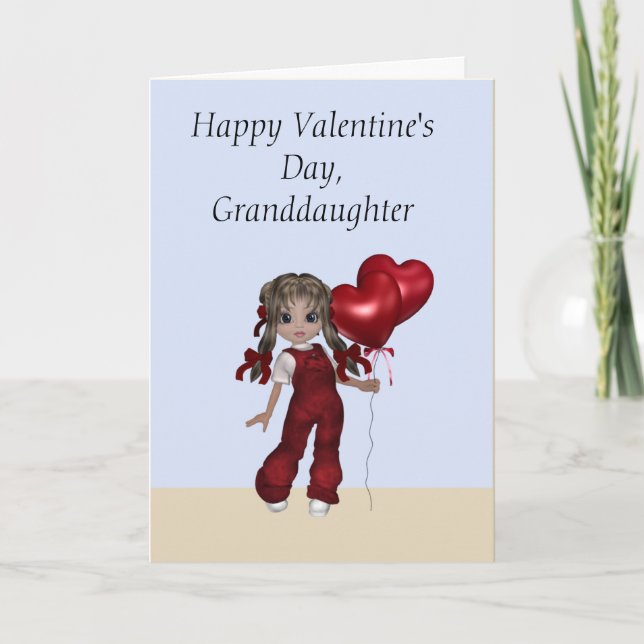 Cartes Pour Fêtes Annuelles Valentine pour petite-fille, Fille dans les salons (Devant)