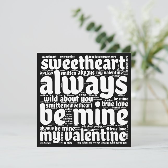 Cartes Pour Fêtes Annuelles Valentine romantique WordArt Blanc Texte noir (Debout devant)