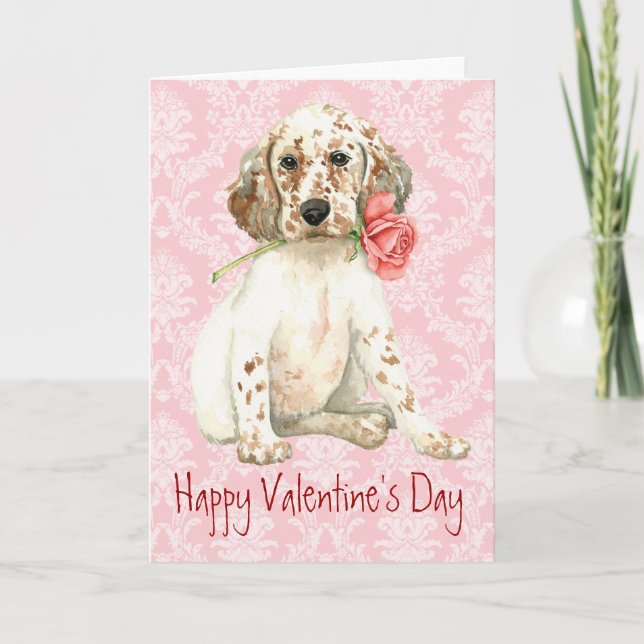 Cartes Pour Fêtes Annuelles Valentine Rose Anglais Setter (Devant)
