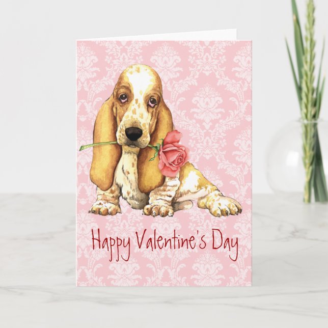 Cartes Pour Fêtes Annuelles Valentine Rose Basset (Devant)