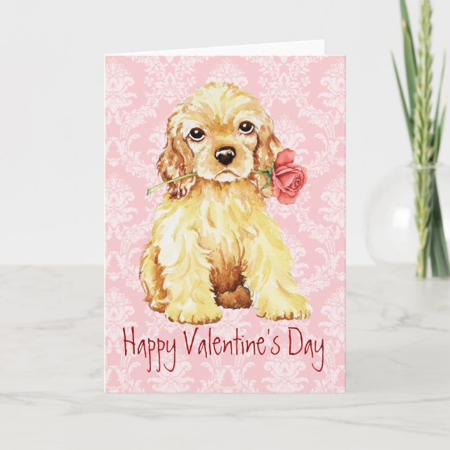 Cartes Pour Fêtes Annuelles Valentine Rose Cocker (Devant)