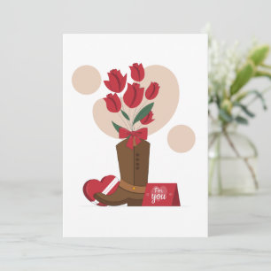 Cartes Pour Fêtes Annuelles Valentine Rose Cowboy Boot