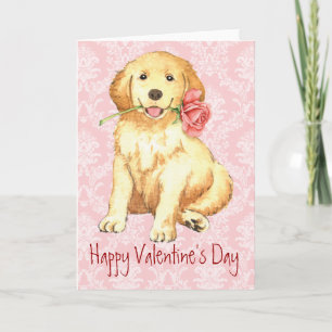 Cartes Pour Fêtes Annuelles Valentine Rose Golden Retriever