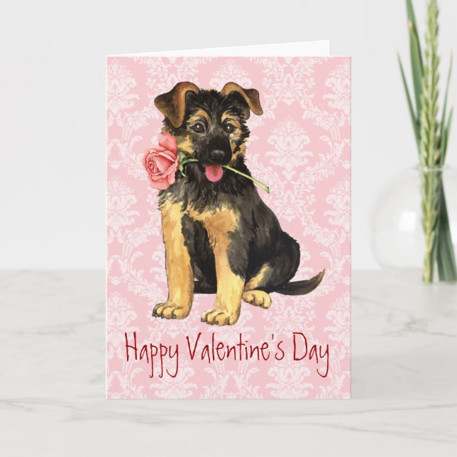 Cartes Pour Fêtes Annuelles Valentine Rose GSD (Devant)