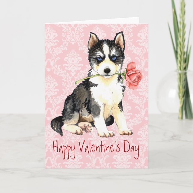 Cartes Pour Fêtes Annuelles Valentine Rose Husky (Devant)