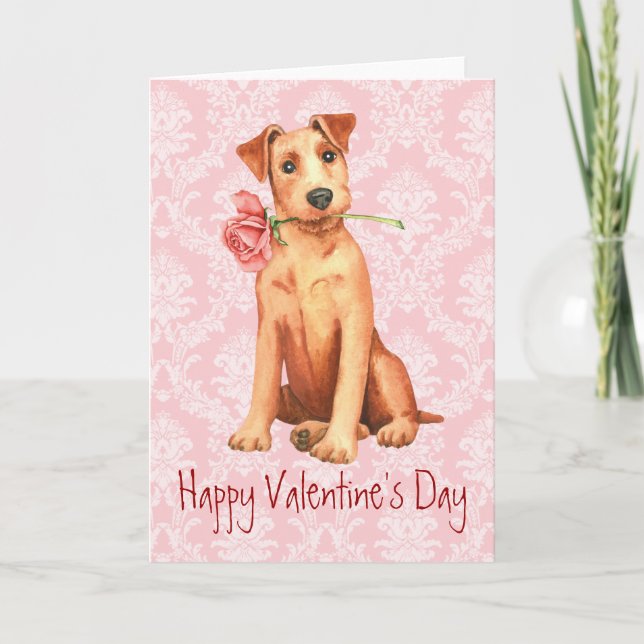 Cartes Pour Fêtes Annuelles Valentine Rose Irish Terrier (Devant)