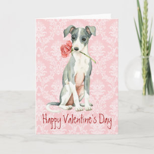 Cartes Pour Fêtes Annuelles Valentine Rose italien Greyhound