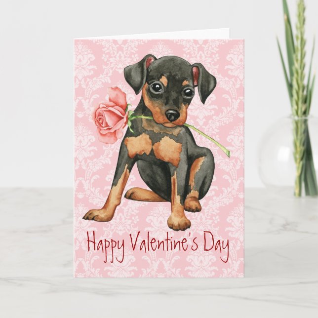 Cartes Pour Fêtes Annuelles Valentine Rose Min Pin (Devant)