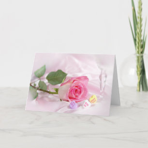 Cartes Pour Fêtes Annuelles Valentine Rose rose et bonbons