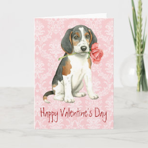 Cartes Pour Fêtes Annuelles Valentine Rose Treking Walker Coonhound