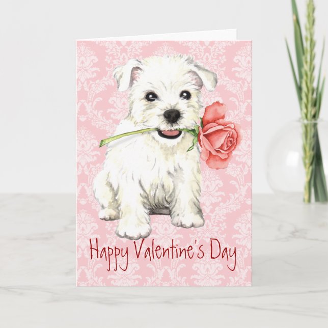 Cartes Pour Fêtes Annuelles Valentine Rose Westie (Devant)